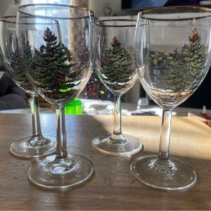 🎄Spode Christmas Tree Wine Glasses, Set of 4